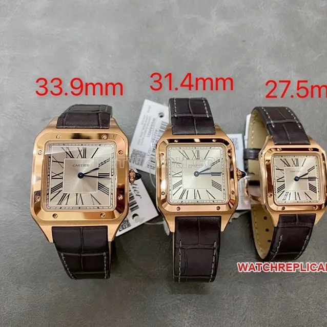 F1 factory Cartier Santos top-tier 1:1high-quality replicasilver dialrose gold medium size WGSA0021front live photo
