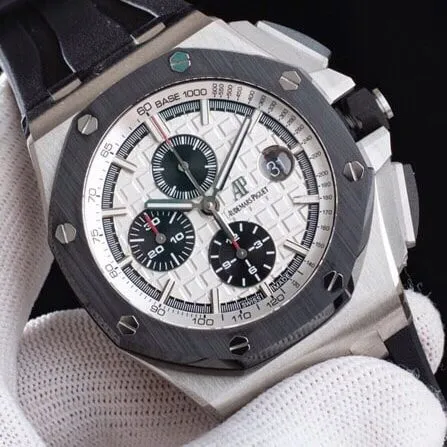 top-tier replicaAPFAudemars PiguetRoyal Oak offshore white dial26400 watch breaks OEM blockade technology leather strap picture