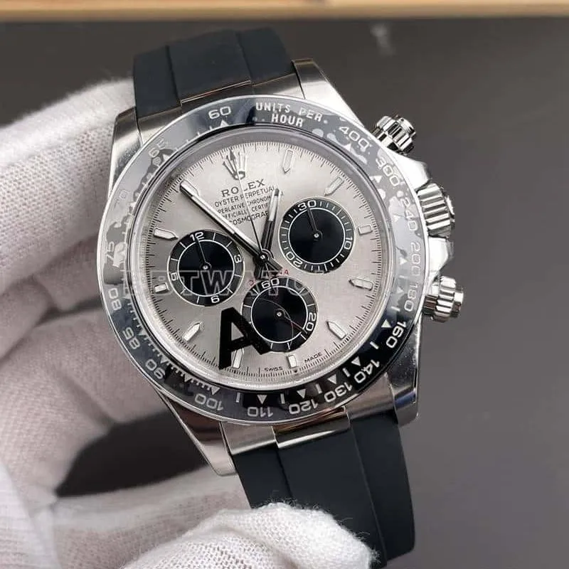 VSRolexDaytonatop-tier 1:1high-quality gray plate rubber model 126519front live photo