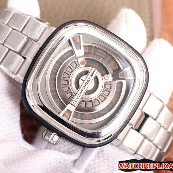 SEVENFRIDAYreplica/seven day display five watch automatic movementmen's watch Swiss steel bracelet large dialM series side view