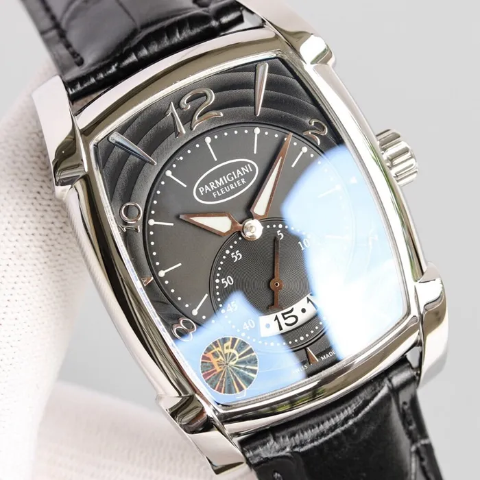 Top-tier watch Parmigiani Fleurier men's black dialKALPA series fully automatic movementleather strap watch front view