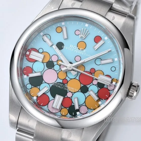 Factory C Rolex Oyster Perpetual top-tier 1:1high-quality replica41mm bubble noodle m124300-0008front live photo