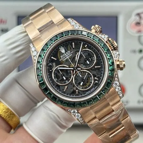 collectible watch RolexPPM factory Daytona hollow plate emerald diamond bezelclasp live photos