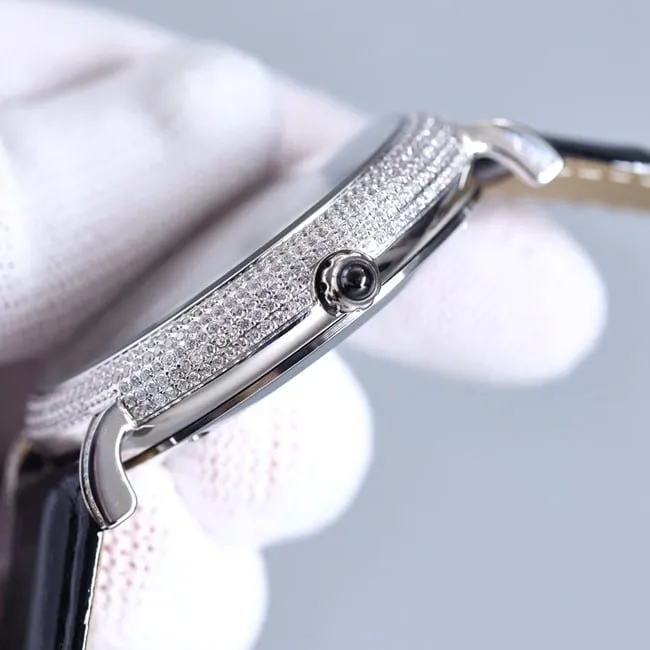 Top-tier genuine diamond Anglia Time Series cowhide watch front view