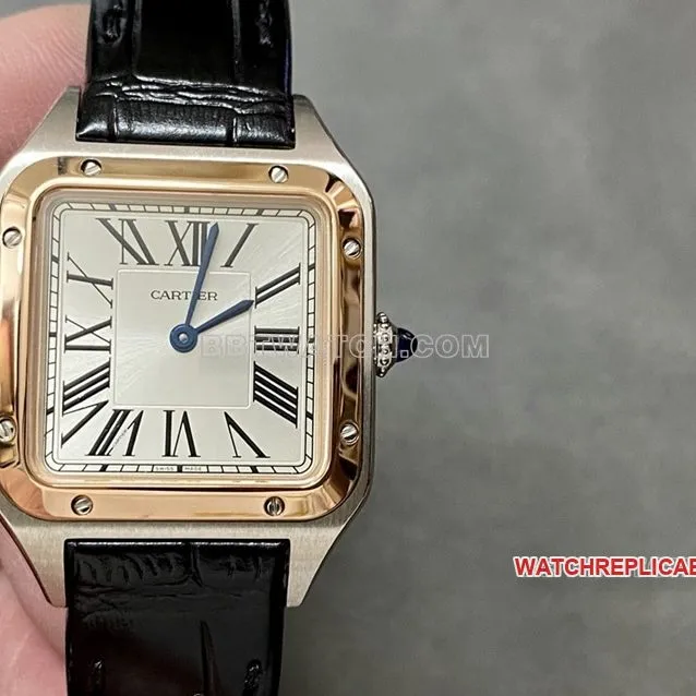F1 factory Cartier Santos 1:1super clonesilver dialrose gold circle trumpet W2SA0012front live photo