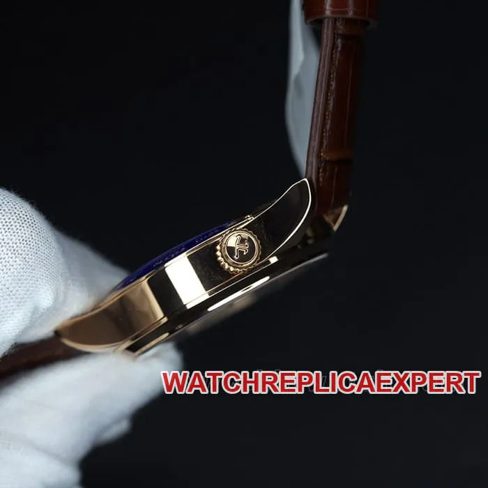 zf factory Jaeger-LeCoultretop-tier watch geography master world time men's white dial brown belt multifunctional automatic movementleather strap watch front view