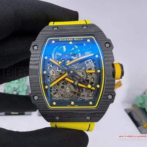 top-tier watch RM067-02Richard Mille hollow dial yellow bracelet wearing live photos
