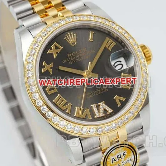 ARF FactoryRolex log top-tier 1:1high-quality dark gray plate diamond bezel31mm intergold five-lattice chain link278383side live photo