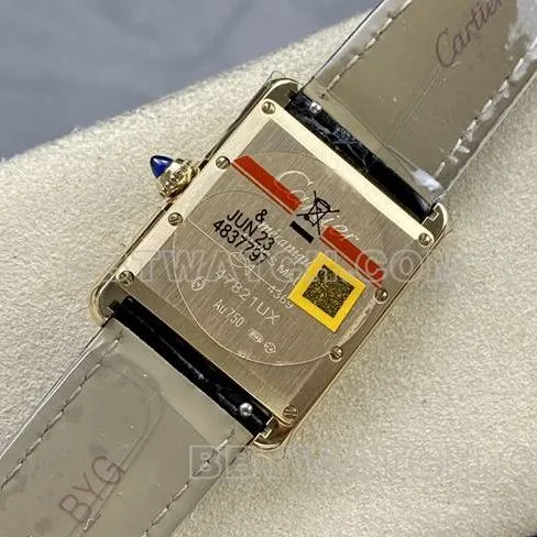 collectible watch DR factory Cartier tank black dial gold case quartz black braceletbraceletlive photos