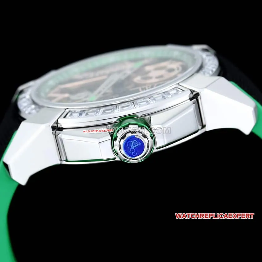 TW factory Czech Leopard C Ronaldo CR7 jointly customized diamond bezel black and green model braceletlive photos