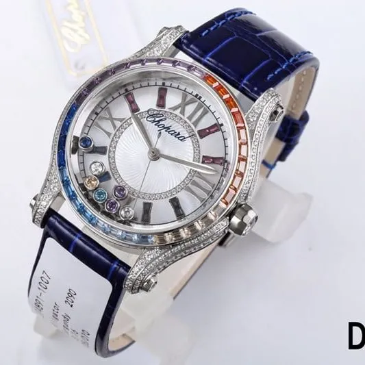 2021 latest ladies watch Chopard ultimate happy rainbow T diamond 274891-1007 blue bracelet front view
