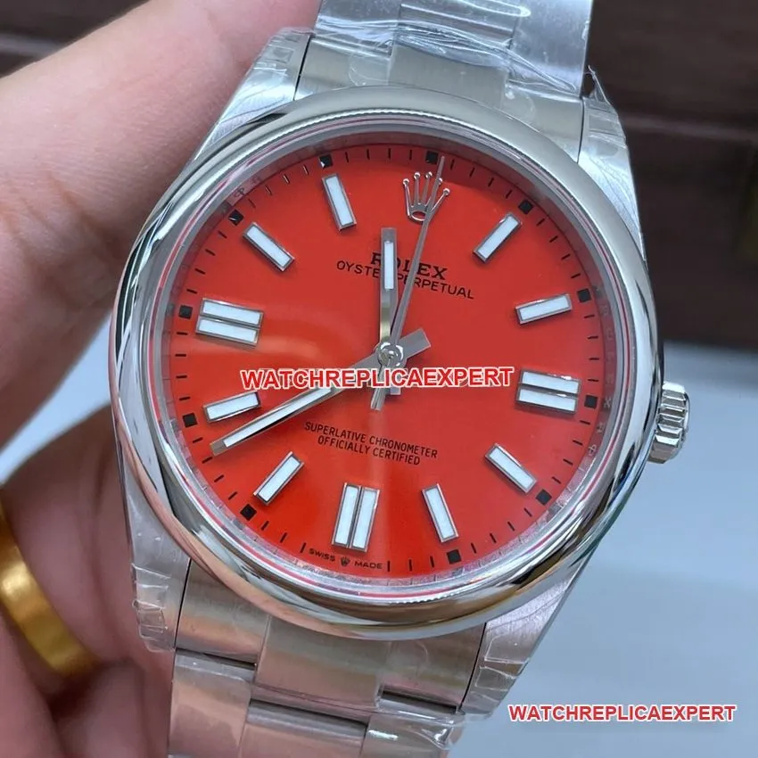 VS Factory Rolex Oyster Perpetual Super A 2024 New 41mm Red Dial m124300-0007 Front Real Shot Photo