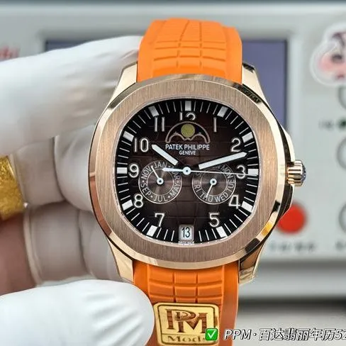 1:1replica watch Patek PhilippePPM factory Aquanaut dark brown dial 5261front live photo