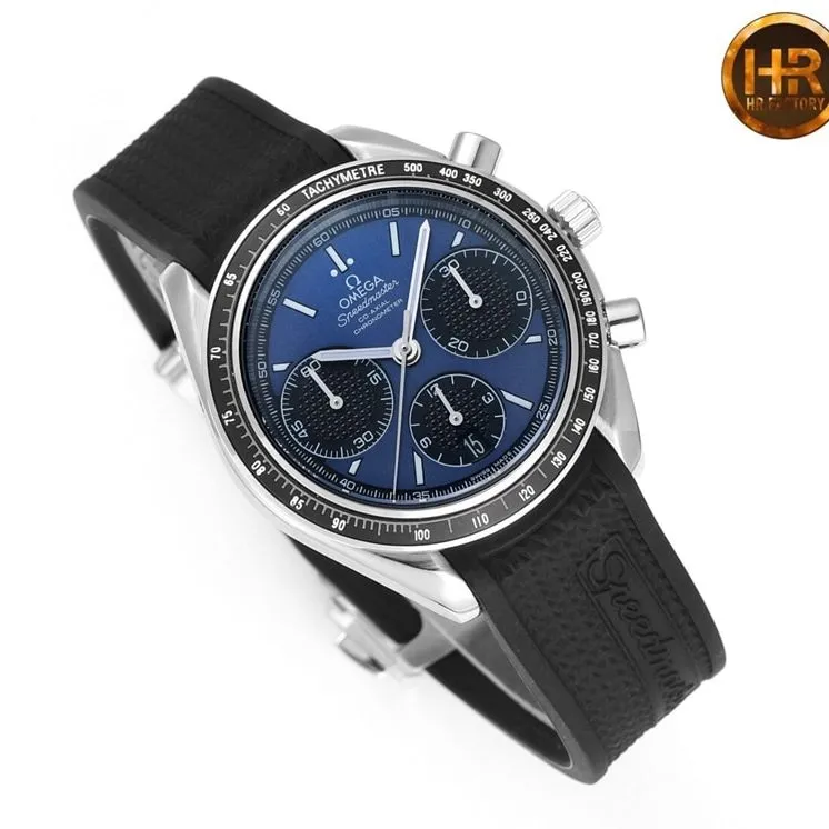 Omega Speedmaster series replica326.32.40.50.06.001 multifunctional chronograph watch blue dial front view