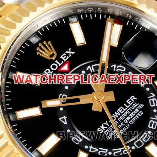 collectible watch RolexAR+ factory pilot black dial mechanical room gold side live photo