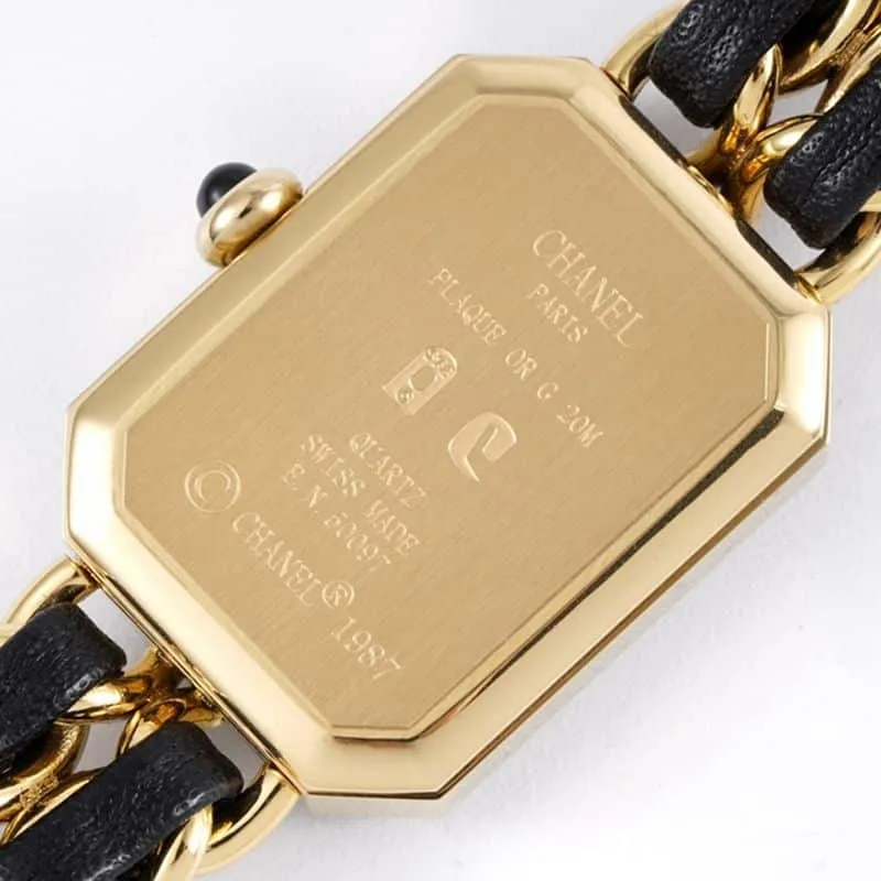 Chanelladies' watchtop-tiersuper clonePremiere series quartz watch yellow gold black dial front view