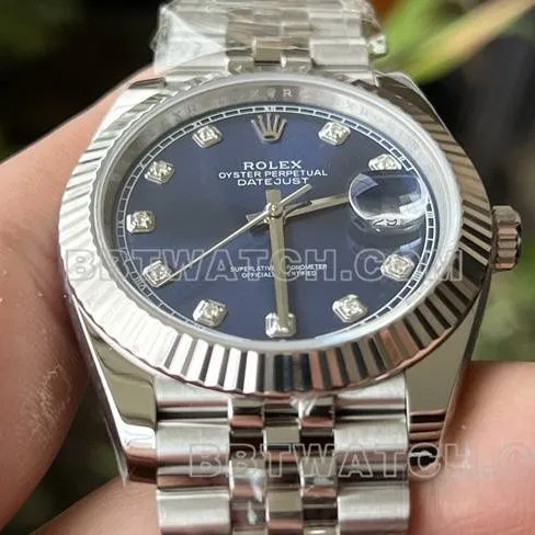 top-tier watch ERF factory Rolex log blue dial3235 mechanical 41mmfront live photo