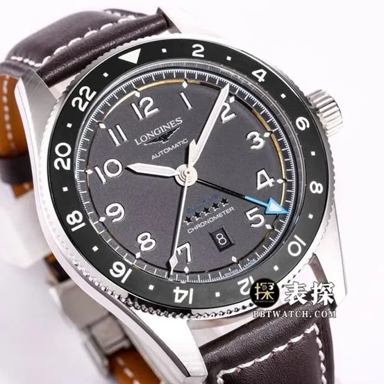 Sports Longines1:1replica watch black dialleather strap model L3.812.4.53.2clasplive photos