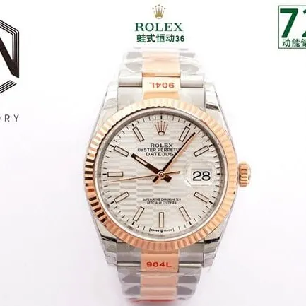 EW Factorytop-tier watch Rolex2021 new men's white dial gold belt Oyster Datejust36 series watch clasp picture