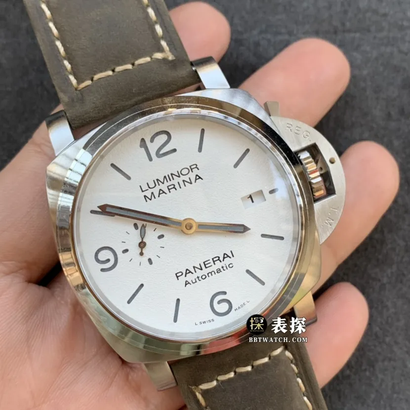 TTF factory Panerai Lumino PAM01314super watch men's white dialleather strap model pictures and prices caseback live photo