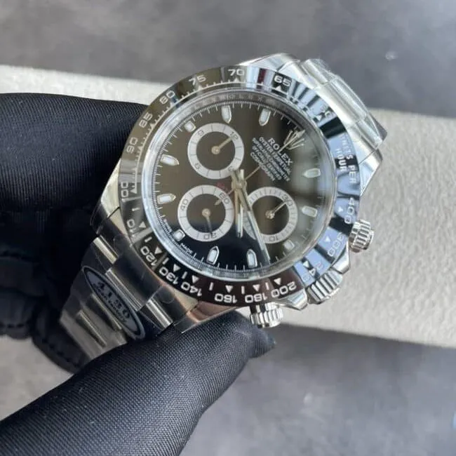 collectible C factory new black ceramic black dial Daytona 4130 movement front view