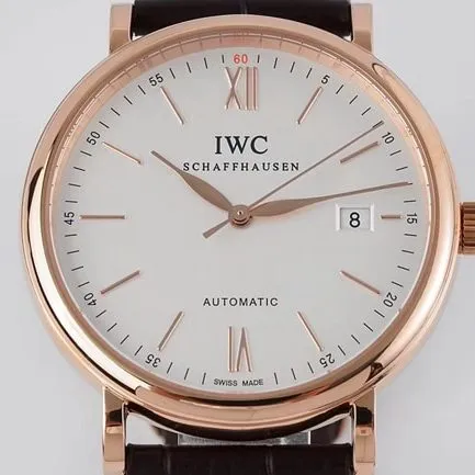 ZF Factorytop-tier watch IWC Portofino series white dial black belt automatic movementleather strap watch clasp picture