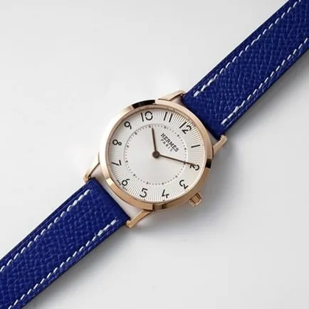 top-tier Hermès women's white dial blue band quartzleather strap watch front view