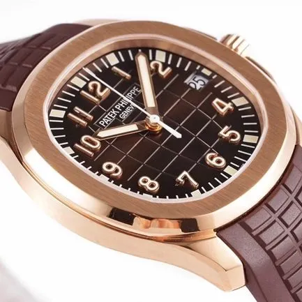 ZF FactoryPatek Philippetop-tier watch men's brown plate rubber strap mechanical underwater explorer series V3 version watch front view