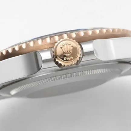 GS factory top-tier watch RolexGMT-Master Sarsaparilla ring the most beautiful rose gold black bottom men's mechanical watch front view