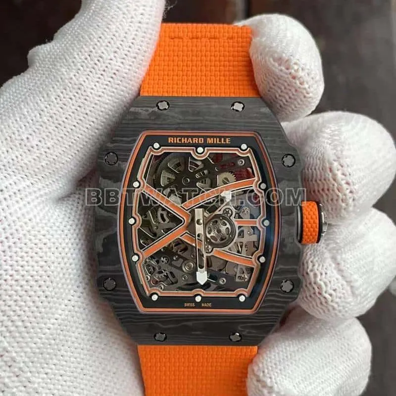 Richard Mille men's top-tier 1:1super hollow plate orange RM67-02front live photo