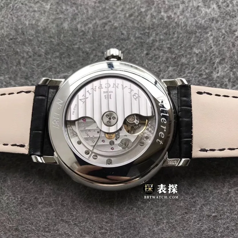 TTC factory Blancpain classic watch men's black dial full date displaymoon phaseleather strap model pictures and prices front live photo