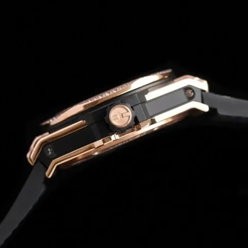 WWF factory top-tier watch Aerospace BigBang series rose gold circle diamond black bottom men's tattoo watch clasp picture