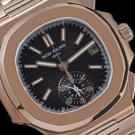 Patek Philippetop-tier watch multifunctional chronograph men's black dialsteel braceletNautilus series watch front view