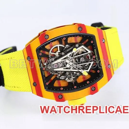 Richard Mille collectible watch BBS factory tourbillon mechanical yellow rubber braided Velcro bracelet RM27-03front live photo