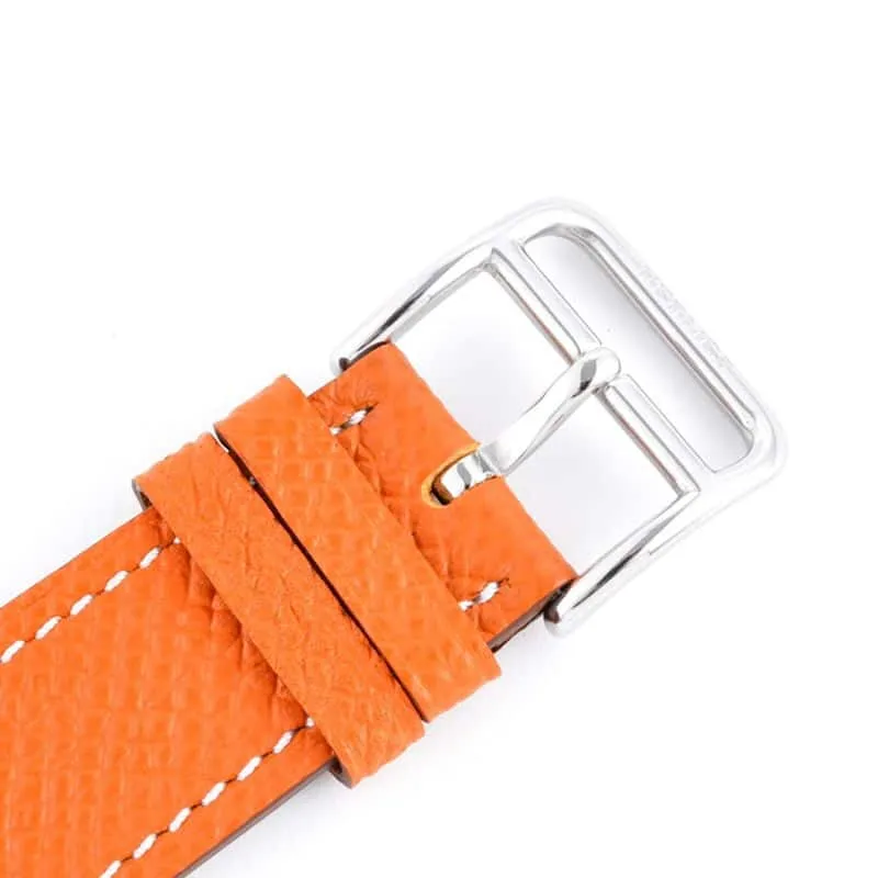 top-tierhigh-quality Hermès ladies' watchHeureH series quartz square fashion watch khaki braceletwhite dial front view