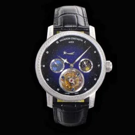 top-tier replicaVacheron Constantin heritage series carved case true flywheel men's watch front view