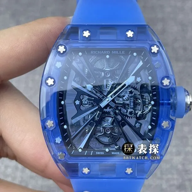RM factory Richard Mille men's RM 12-01 watch watch men's sapphire crystal transparent rubber model picture and price caseback live photo