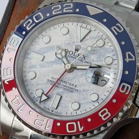 GS factory top copy Rolex imitation watches men's white disk steel belt mechanical GMT II GMT series watch back cover figure