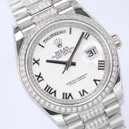 EW Factorytop-tier replicaRolexhigh-quality watch men's white dialsteel braceletDatejust series automatic movement watch front view
