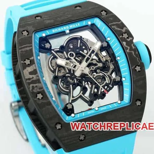 APSRichard Milletop-tier carbon fiber case blue rubber model RM055front live photo
