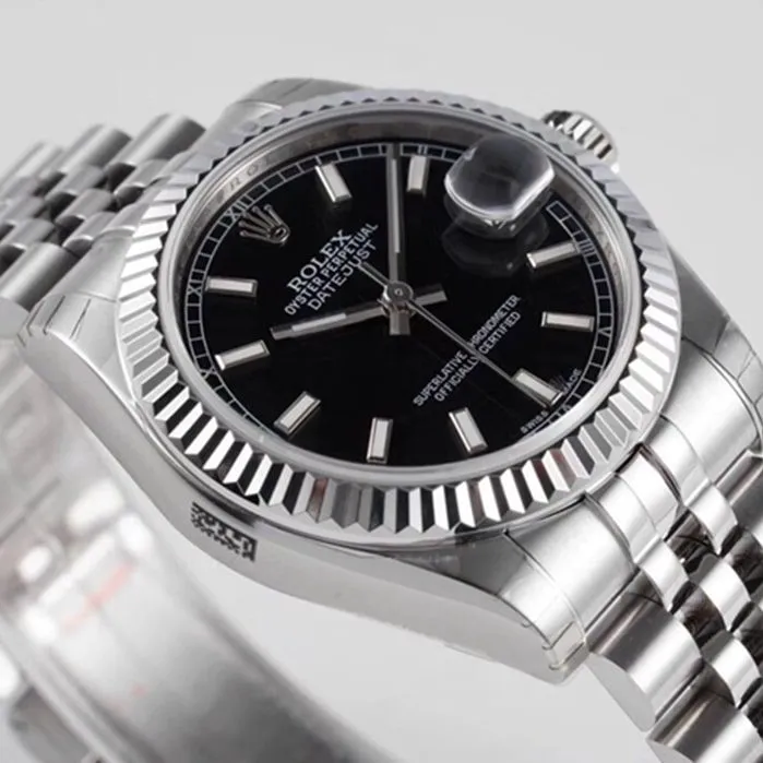 top-tier watch Rolex men's blue dial Oyster Perpetual Datejust 31mm series steel bracelet watch front view