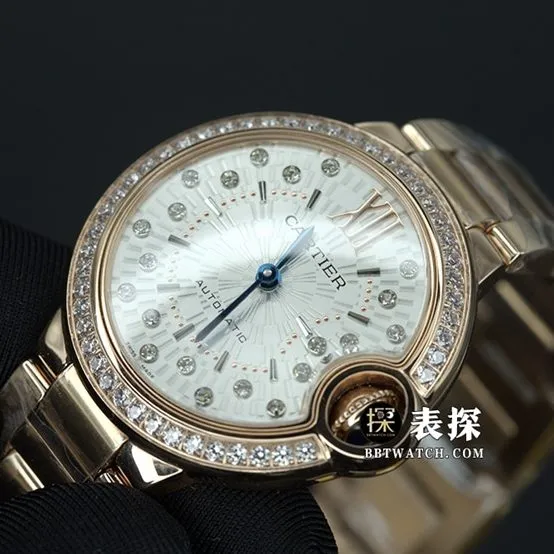 TW factory Cartier blue balloon top-tier high-quality watch women's silver dial chrysanthemum pattern diamond steel bracelet model pictures and prices side live photo