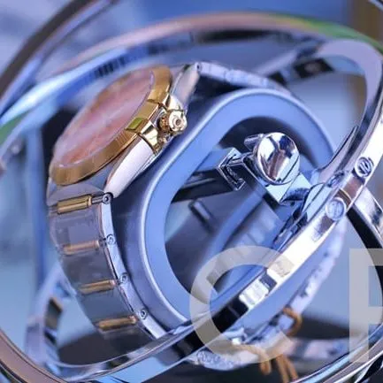top-tier watch Omega fifth generation constellation series gold plate silver steel bracelet men's watch front view