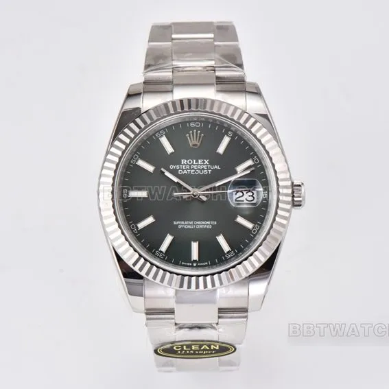 C factory Rolex log top-tier replicagreen dial41mm three-grid link m126334-0027front live photo