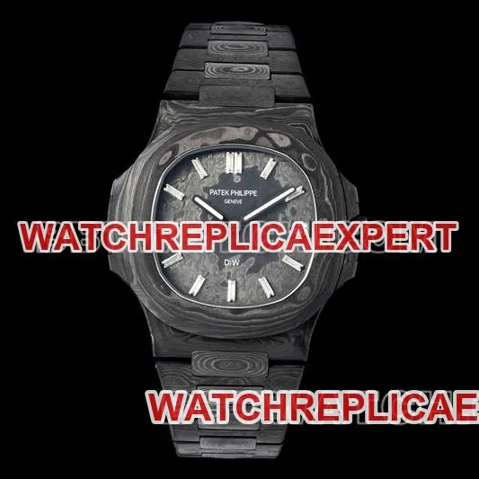 Patek Philippe1:1replica watch DIW factory Nautilus gray plate carbon fiber mechanical steel bracelet model 5711caseback live photo