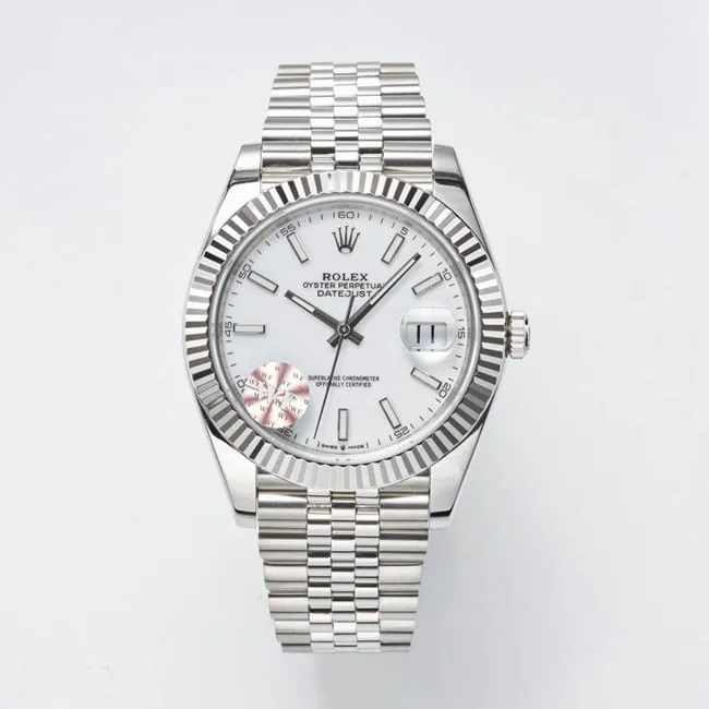 WF factory top-tier replicaRolex41mm log series white dialsteel bracelet watch clasp picture