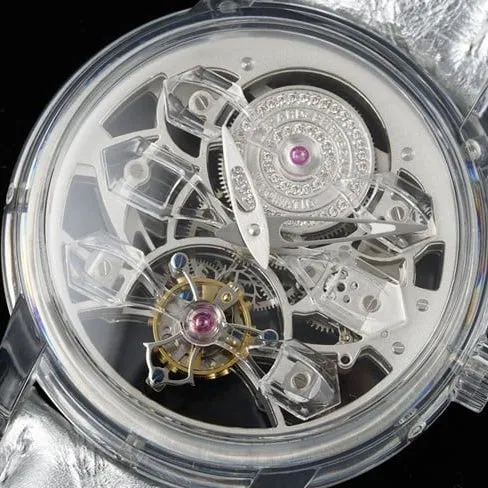 top-tier Girard-Perregaux watch tourbillon men's white dialleather strap fully automatic movement Golden Bridge series front view