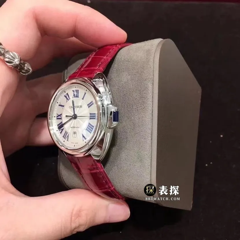 Cartier key top-tier 1:1high-quality watch ladies white dialleather strap model pictures and prices front live photo