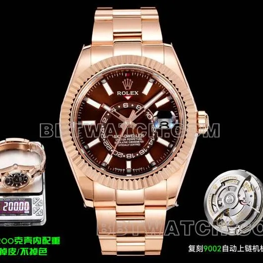 Watch AR+ Factory Rolex Navigator Brown Disk Mechanical Rose Gold Weight Live Photos