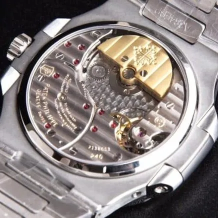 GR factory top-tier watch brand new Patek Philippe5712GR King of steel makes shocking debut white steel blue bottom men's mechanical watch front view